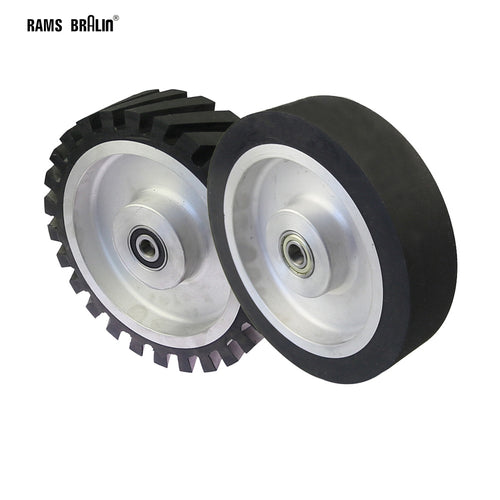 1 piece 200*50mm Grooved/Solid Rubber Contact Wheel Belt Sander Polishing Wheel Abrasive Belts Set